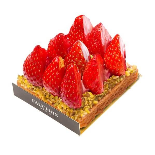 Entremets carré fraise, pâtisserie Fauchon