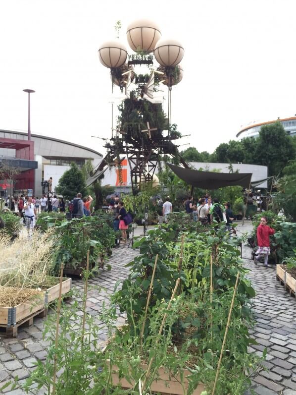 Carrés potagers, L'Aéroflorale II, L'Expédition Végétale, Compagnie La Machine, parc de la Villette, Paris 19e (75)