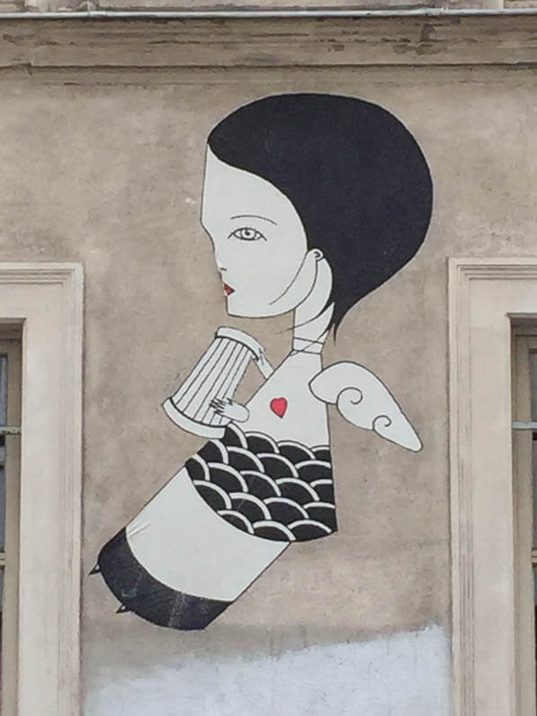 Collage de Fred le Chevalier, art de la rue (street art), rue du Retrait, Paris 20e (75)