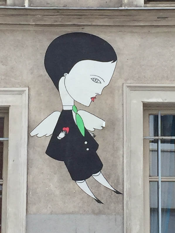Collage de Fred le Chevalier, art de la rue (street art), rue du Retrait, Paris 20e (75)