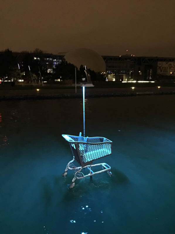 Caddy, L'eau qui dort, Michael Pinsky, canal de l'Ourcq, parc de la Villette, Paris 19e (75)