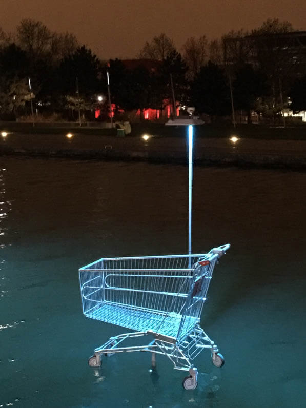 Caddy, L'eau qui dort, Michael Pinsky, canal de l'Ourcq, parc de la Villette, Paris 19e (75)