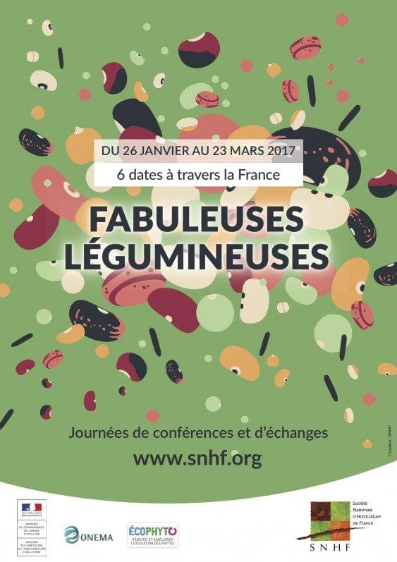 Affiche, conférences Fabuleuses légumineuses, SNHF, du 26 janvier au 23 mars 2017