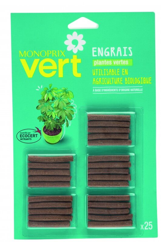 Engrais bio en bâtonnets, Monoprix Vert, printemps 2017