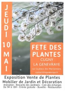 Affiche de la 10ème édition de la Fête des Plantes, Cugny La Genevraye (77), 10 mai 2018