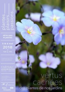 Affiche Plantes Plaisirs Passions 2018, château de la Roche Guyon (95), 5 et 6 mai 2018