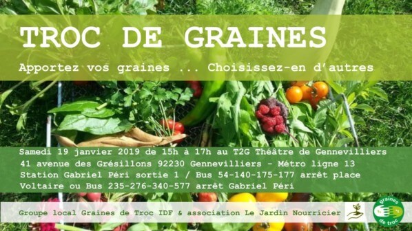 Troc de graines, de plantes et de conseils de jardinage, Gennevilliers (92), samedi 19 janvier 2019