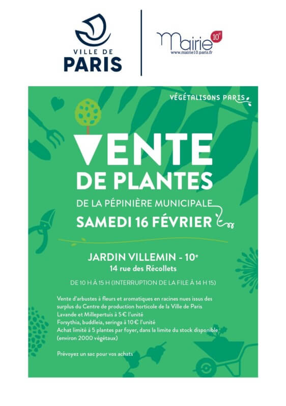 Lire la suite à propos de l’article Vente de plantes de la pépinière municipale dans le Jardin Villemin (Paris 10e)