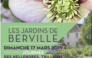 Affiche de la Journée des hellébores, trilliums et arbustes d'hiver, Les Jardins de Berville, mars 2019