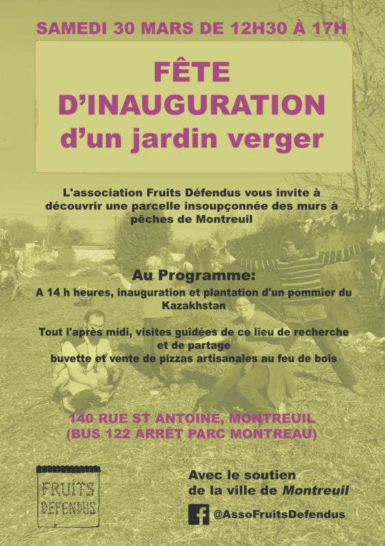 Lire la suite à propos de l’article Fête d’inauguration d’un jardin verger à Montreuil le 30 mars 2019
