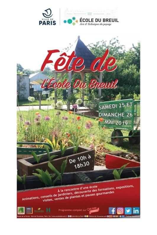 Affiche de la Fête de l'École Du Breuil, Paris 12e (75), mai 2019
