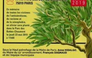 Cérémonie « Ne t’éloigne pas de l’Olivier », Paris 19e (75), mai 2019