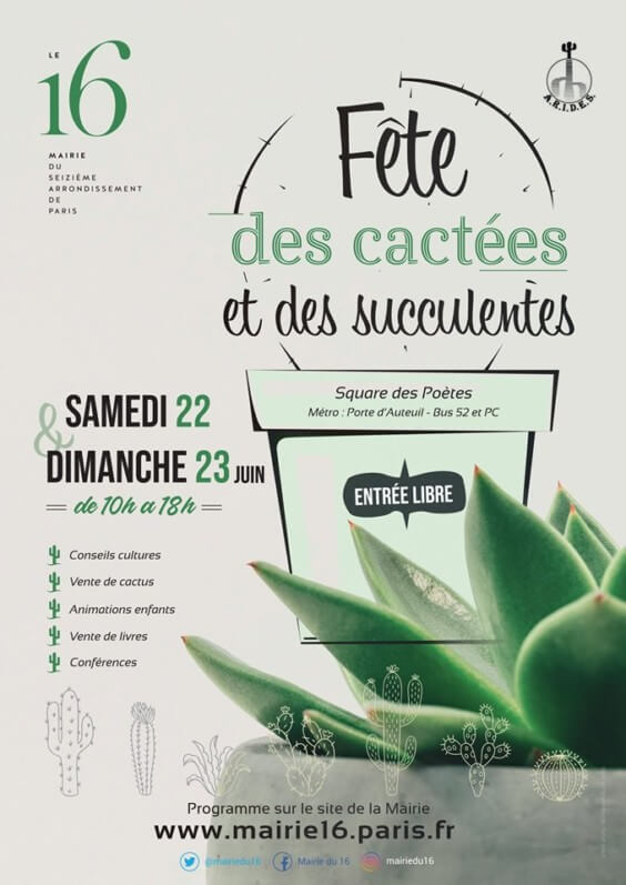 Lire la suite à propos de l’article Fête des cactées et succulentes (Paris 16e) les 22 et 23 juin 2019