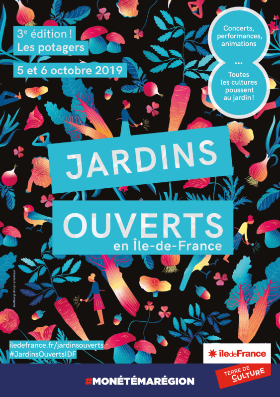 Affiche, les 5 et 6 octobre 2019, Jardins Ouverts en Île-de-France