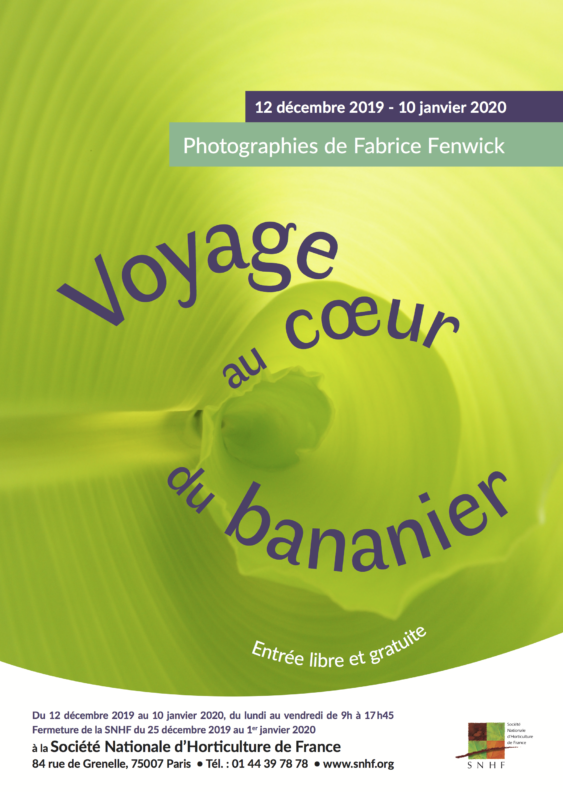 Affiche de l'exposition "Voyage au coeur du bananier", SHNF, Paris 7e (75), décembre 2019 - janvier 2020