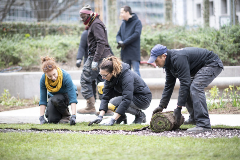 Sur l’Esplanade le mercredi 15 janvier 2020, livraison d’un premier tronçon du projet du Parc, Paris La Défense, photo Carlos Ayesta