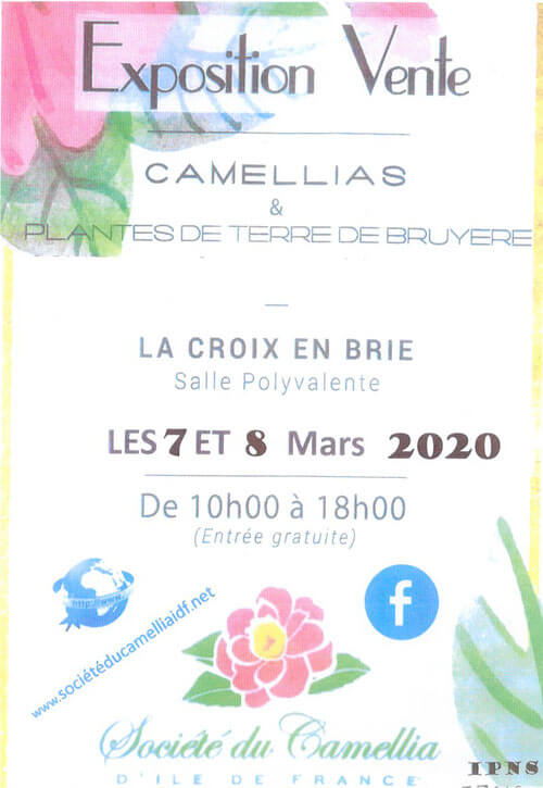 8ème exposition vente de Camellia à La Croix en Brie les 7 et 8 mars 2020