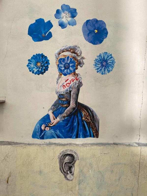 Être fleur bleue, Collage, street art, Paris 11e (75)