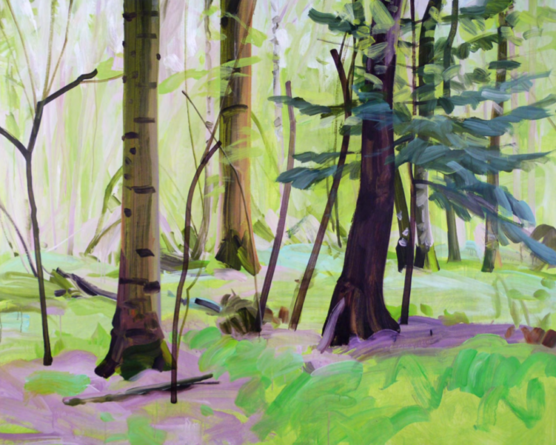 Forêt 47, saison 1, 2019, peinture acrylique sur toile, 130 x 162 cm, Olivier Morel