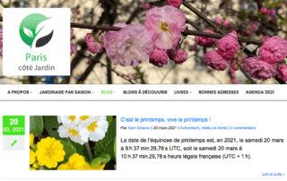 Page d'accueil du blog Paris côté Jardin, 21 mars 2021