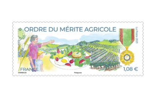 Timbre poste sur l’ordre du Mérite agricole, création Sandrine Chimbaud