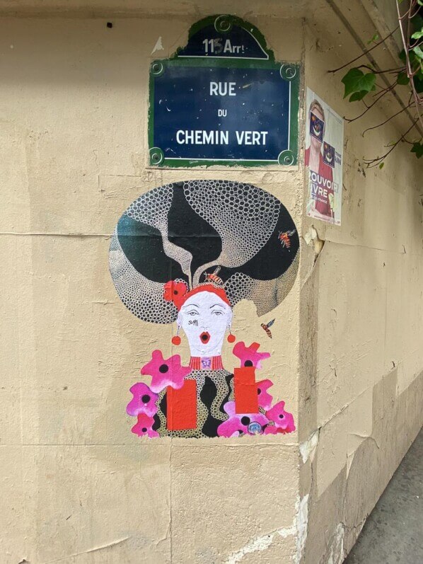 Collage, street art, rue du Chemin Vert, Paris 11e (75)
