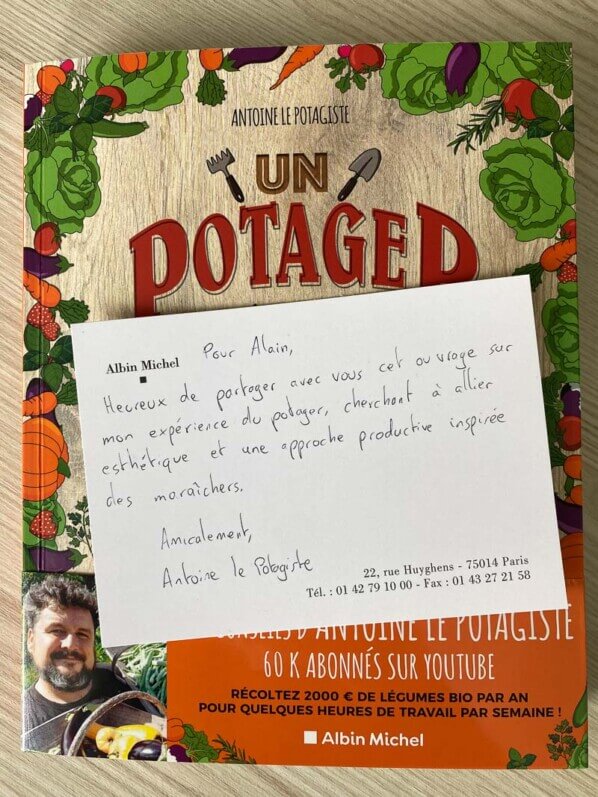 Dédicace, livre, Un potager (spuer) productif, Antoine le potagiste, Albin Michel, photo Alain Delavie, 2 mars 2022