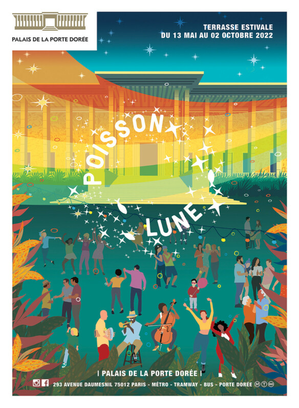 Affiche terrasse éphémère Poisson-Lune, Palais de la Porte Dorée, Paris, 2022