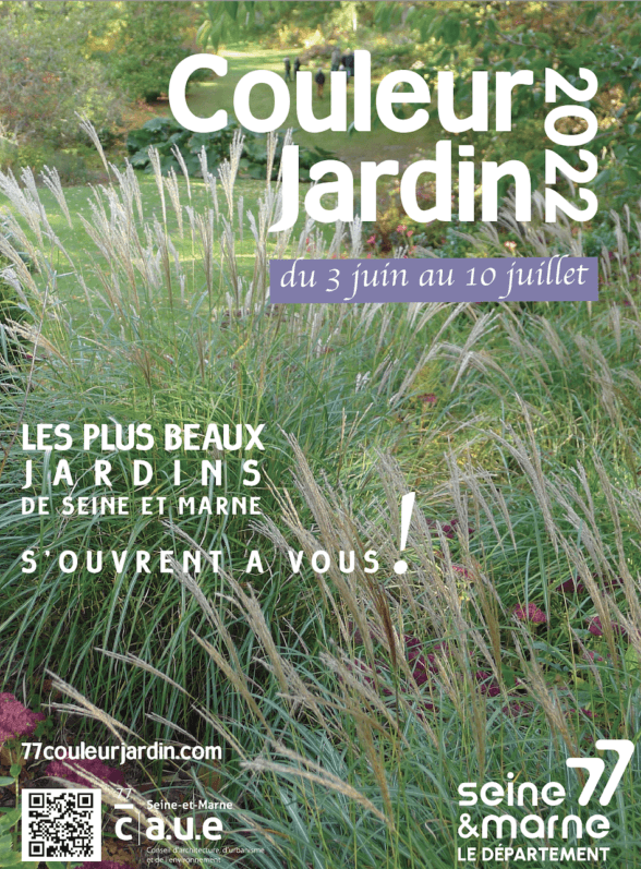 Affiche Couleur jardin 2022, du 3 juin au 10 juillet 2022, les plus beaux Jardins de Seine-et-Marne s'ouvrent à vous !