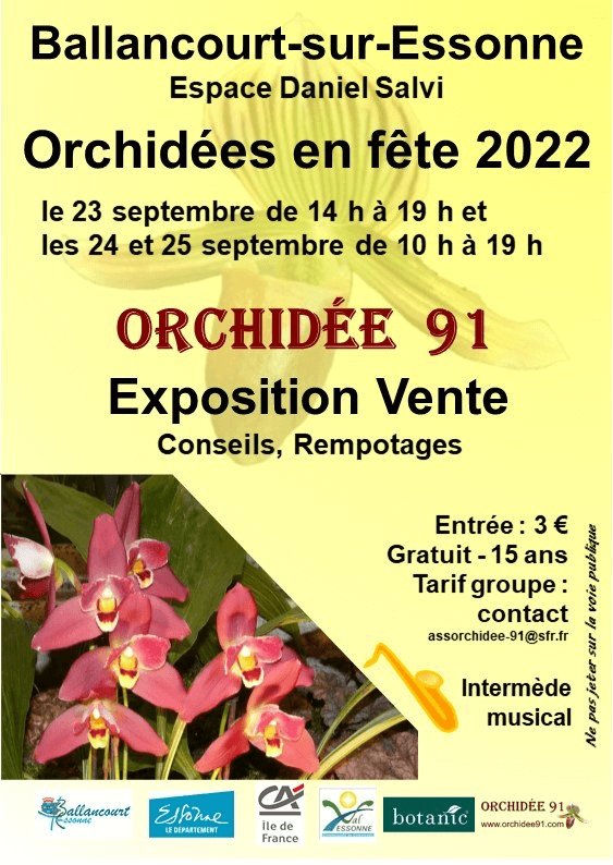 Orchidées en fête les 23, 24 et 25 septembre 2022 à Ballancourt-sur-Essonne (91)