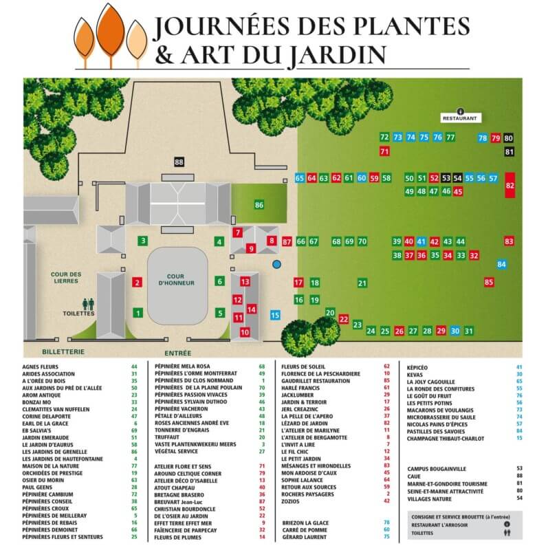 Plan des Journées des Plantes & Art du jardin de Jossigny (77) les 1er et 2 octobre 2022