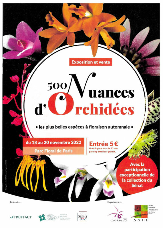 500 nuances d'orchidées, exposition-vente du 18 au 20 novembre 2022 au Parc floral de Paris