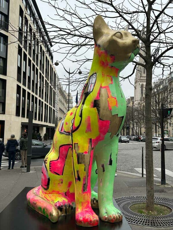 Bastet, statue, Julien Marinetti, Mendelsohn Art Gallery, avenue Georges V, Paris 8e (75)