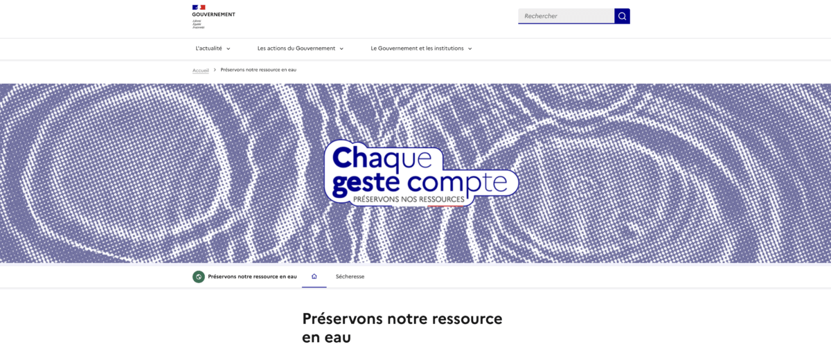 Lire la suite à propos de l’article Sécheresse : Christophe Béchu et Bérangère Couillard lancent la campagne de communication “Chaque geste compte, préservons nos ressources”