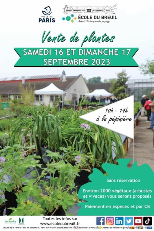 Vente de plantes, Ecole Du Breuil, Paris 12e (75), septembre 2023