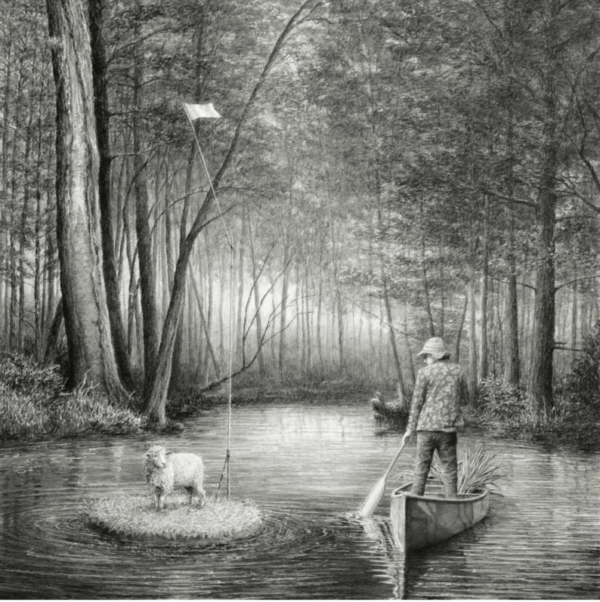 Ethan Murrow, Passage, 2023, Graphite sur papier, 122 x 122 cm, Galerie Les filles du calvaire