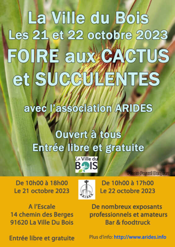 Foire aux cactus et succulentes à La Ville du Bois (91) les 21 et 22 octobre 2023