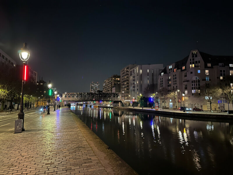 Bassin de la Villette la nuit, Paris 19e (75)