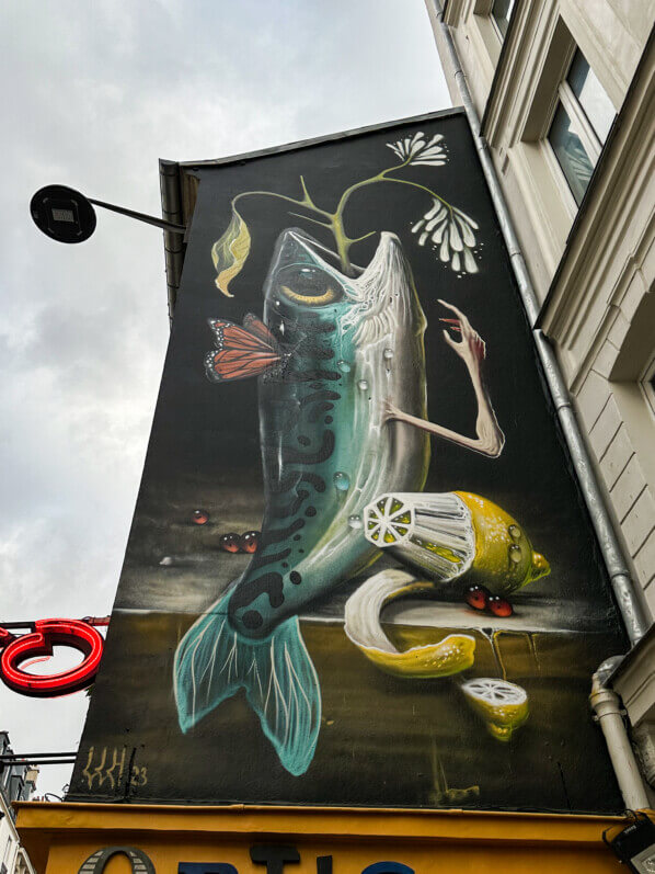 Fresque, street art, rue de la Roquette, Paris 11e (75)