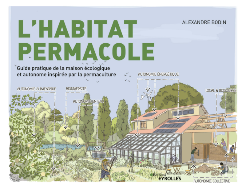 L’habitat permacole
Guide pratique de la maison écologique et autonome inspirée par la permaculture
Alexandre Bodin, illustrations de Ayman Ghanem et Mai Laila, Éditions Eyrolles, novembre 2023