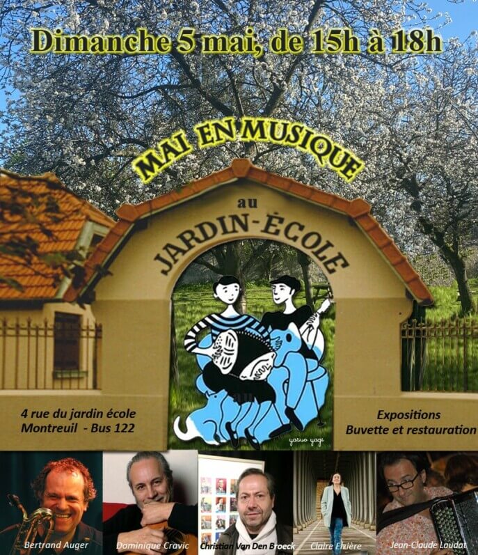 Lire la suite à propos de l’article Dimanche 5 mai 2024, mai en musique autour du musette et de son histoire au Jardin-École de Montreuil (93)