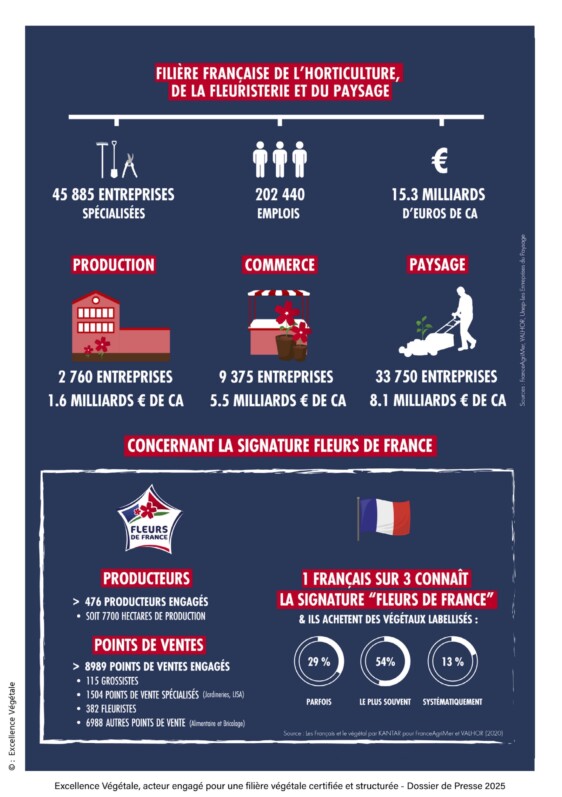 Infographie - filière française de l'horticulture, de la fleuristerie et du paysage