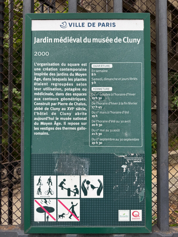 Jardin médiéval du musée de Cluny, Paris 5e (75)
