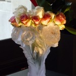 Bouquet de roses dans un vase Daum