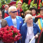 Michou et Perrette Souplex au baptême de la rose République de Montmartre, Clos Montmartre, Paris 18e (75), 18 juin 2011, photo Alain Delavie